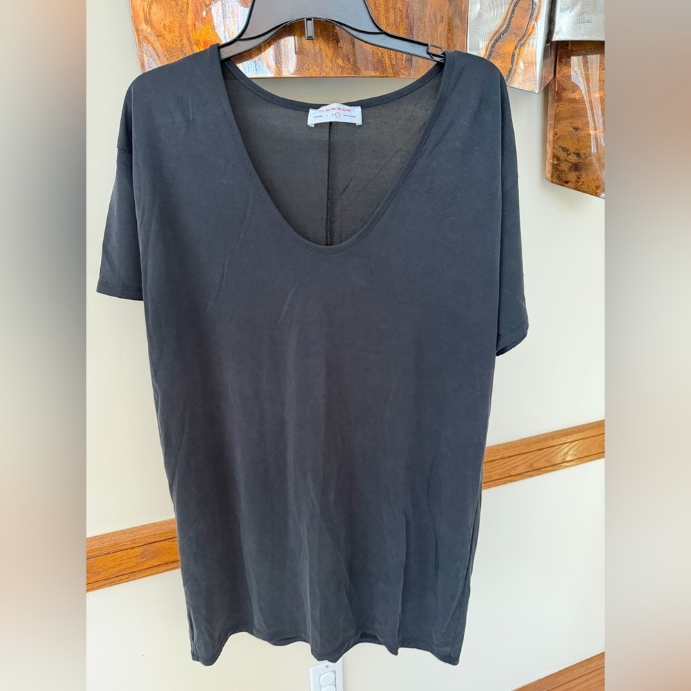 IT'S TOO COOL FOR SCHOOL black Short Sleeve Shift Tunic Mini Dress Womens Large